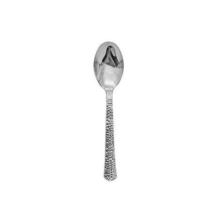 Smarty Had A Party Shiny Metallic Silver Hammered Plastic Spoons (1000 Spoons), 1000PK 2649-CASE
